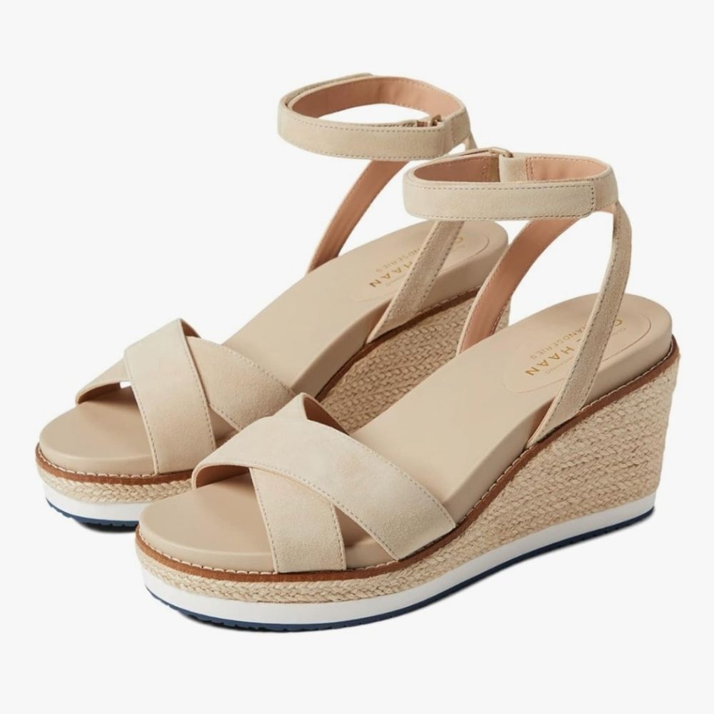 Cole Haan Beige Espadrille Wedge Sandals